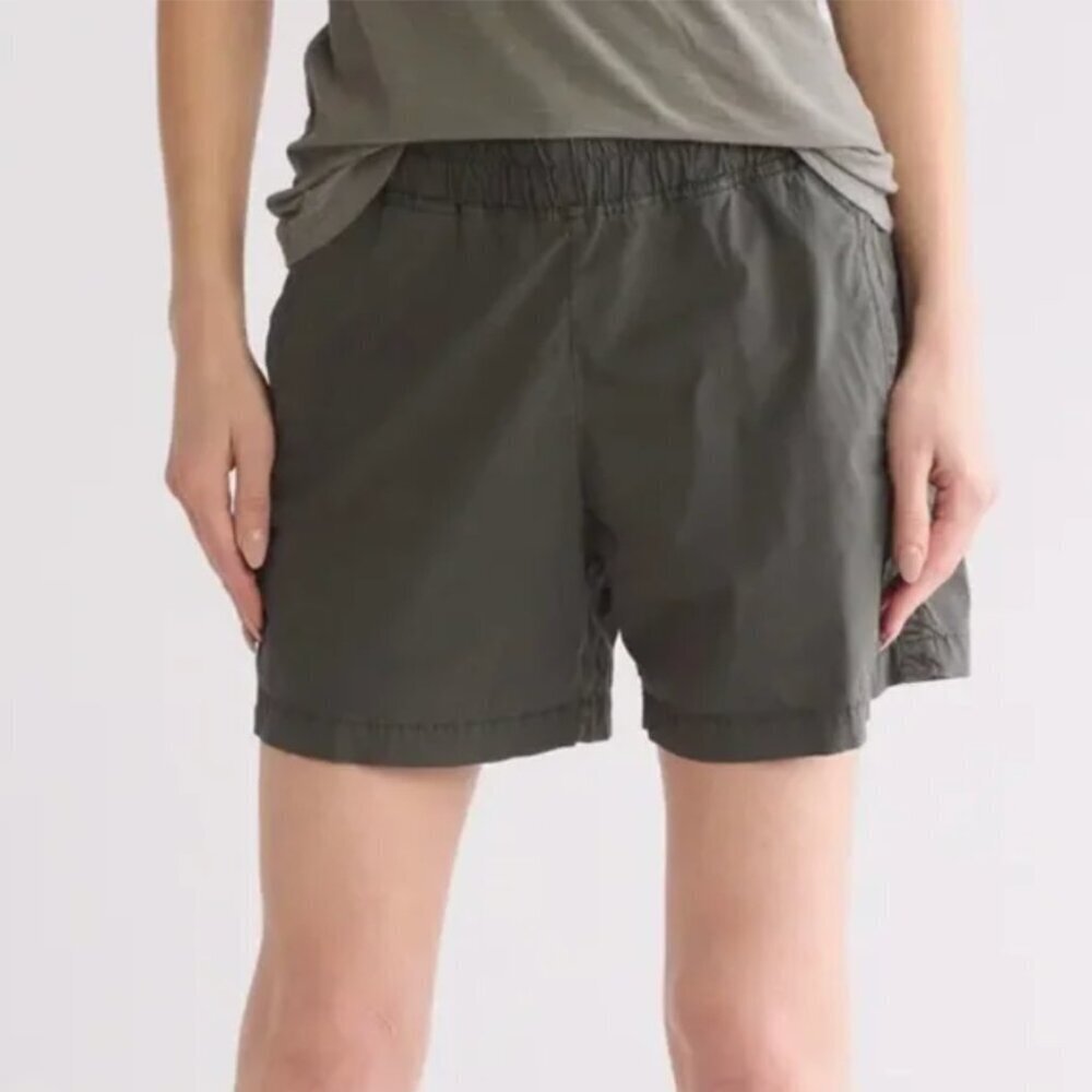 James Perse Stretch Cotton 2 Poplin Shorts Women's Olive Green‎